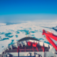 Ship with heat tracing sailing in the arctic