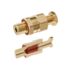 Precision industrial fittings for hydraulic systems, showcasing high-quality brass components from R. STAHL Tranberg.