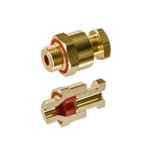 Cable Gland in brass, displays inside.