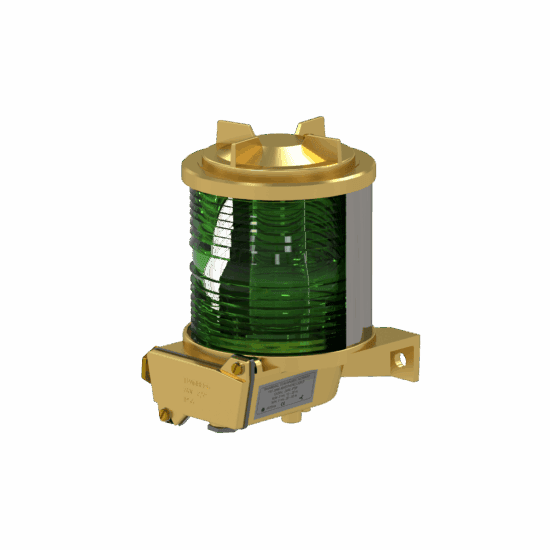 Tef 2870 navigation light: allround 181 deg. Green, p28s, 24v, brass/glass