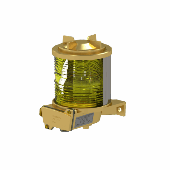 Tef 2870 navigation light: stern towing 135 deg. Yellow, p28s, 24v, brass/glass