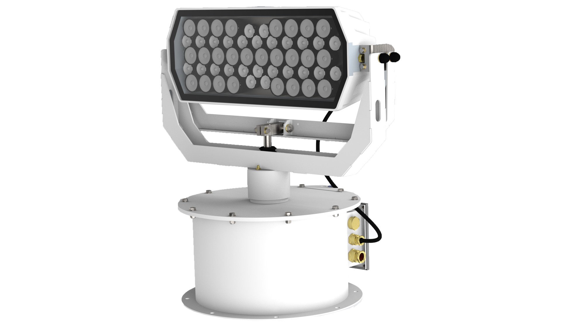 Tranberg tef 2650 led55 searchlight with 84 leds on stainless steel motor housing, white ral 9010